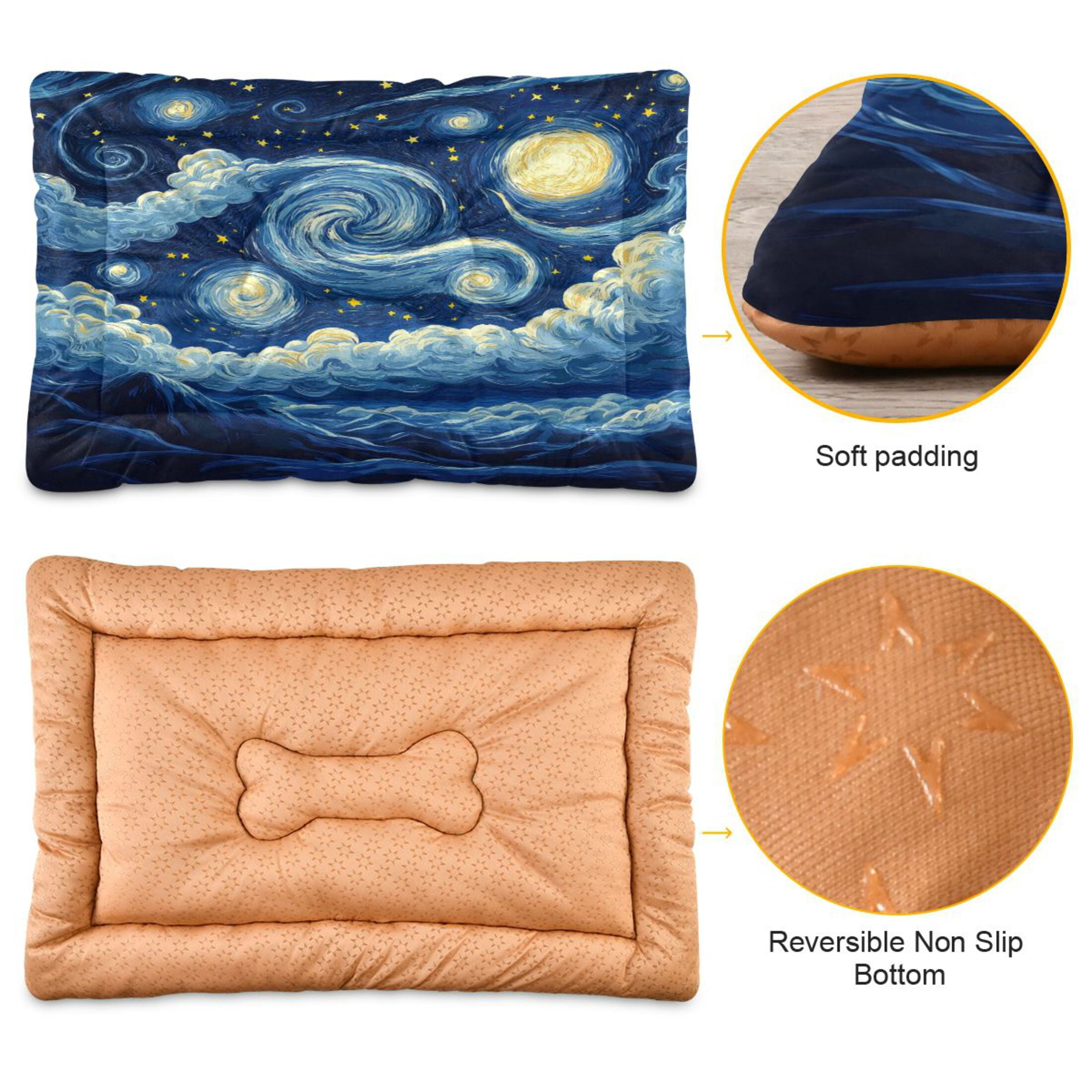 Qxltty Starry Night Ped Pad Wear-resistant and Hard to Bite Through Sleeping Pad for Small Medium Large Dogs Winter Pet Bed 36×24in