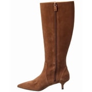 Stuart Weitzman Mara 50 Zip Suede Knee-High Boot, 6, Brown