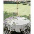thumbnail image 3 of Outdoor Tablecloth with Umbrella Hole Zipper Spring Lavender Round Tablecloth 54" Waterproof Outside Table Cloth Garden Botanical Leaves Butterflies Patio Table Cover Tablecloths for Picnic Party, 3 of 8