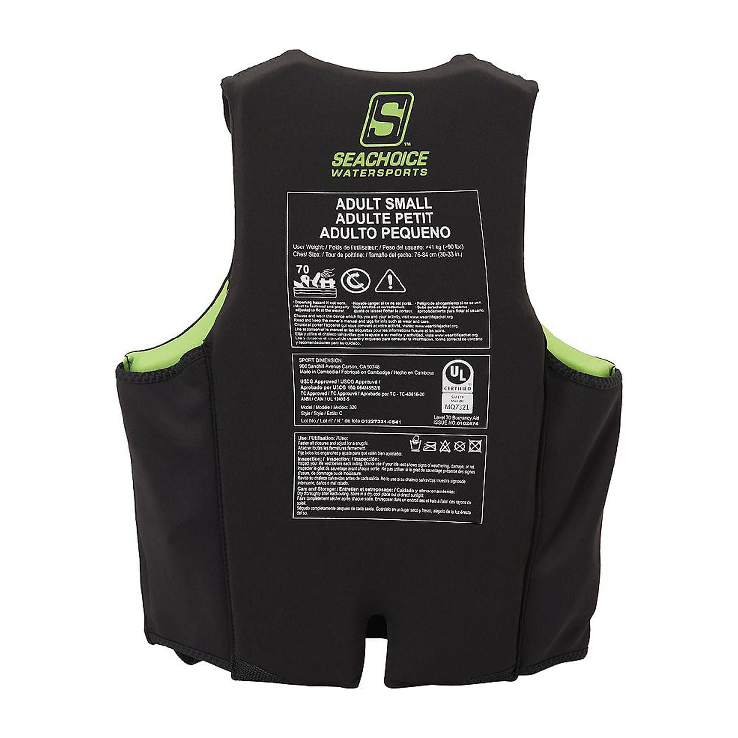 Seachoice Neoprene Multi-Sport Life Jacket and Vest, Small