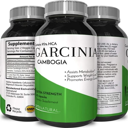 Opti Natural 95% HCA Garcinia Cambogia Extract Weight Loss Pills - Best Fat Burning Supplement - Energy Booster Carb Blocker Appetite Suppressant Complex for Men & Women 60