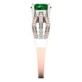 thumbnail image 3 of Clara Pucci 14K White/Rose Gold Solid Gold Emerald Solitaire with Accents Anniversary Ring for Women - 1.27 cttw Round Cut, 3 of 8