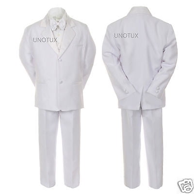 

New Boy Wedding Baptism Communion Formal Tuxedo Suit White S M L XL-12 14 16 18