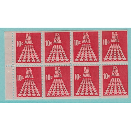 Stamp Booklet Cover (United States (U.S.) Stamp Scott #C-72a Booklet Pane - 50 Star Runway Air Mail Issue From 1968 - Collectible Postage)