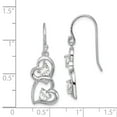 thumbnail image 2 of Sterling Silver Rhodium-plated CZ Heart Dangle Shepherd Hook Earrings, 2 of 2