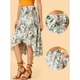 thumbnail image 5 of DARING DIVA Women's Floral Tropical Boho Midi Wrap Skirt S White, 5 of 6