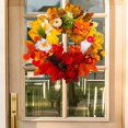 thumbnail image 1 of Halloween Thanksgiving Maple Leaves Dead Branches Pines Cones Wreath Decoration Home Autumns Color Faceless Doll Vines Circles Window Door Hangings, 1 of 7