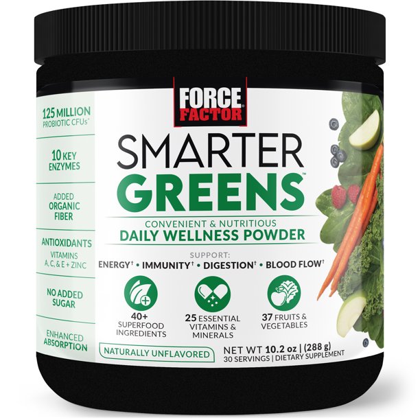 Force Factor Smarter Greens Daily Wellness Greens Powder, Superfood