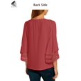 thumbnail image 6 of PULLIMORE Womens Casual V Neck Blouse Plus Size Bell Sleeve Mesh Panel Shirt Tops (M, Wine Red), 6 of 9