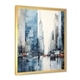 thumbnail image 2 of Designart "New York City Skyscrapers in Blue and Orange Minimalism II" Architecture Framed Wall Art - Industrial Grey Skyscrapers Hallway Framed Wall Art Decor, 2 of 6