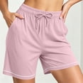thumbnail image 5 of Feancey Sleep Shorts for Women with Pockets Soft Straight Leg Pajama Shorts Drawstring Elastic Waist Pj Shorts Comfy Lounge Bottoms Watermelon Red L, 5 of 8