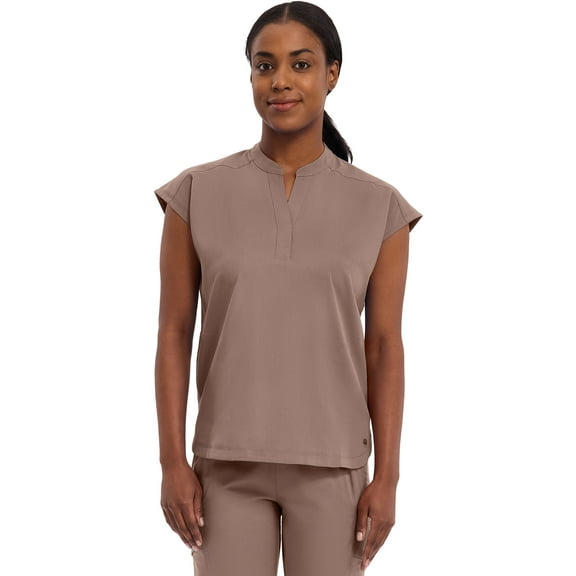 Healing Hands Women's Scrub Top Relaxed Fit Journey Top - 2 Pockets with Knit Details, Dolman Sleeve and Rounded Hem Plus Siz