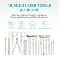 thumbnail image 5 of Éclat Manicure Pedicure Kit for Men & Women, 18Pcs Finger & Toe Nail Care Tools Includes Nail Clipper Cutter, Tweezer, File, Cuticle Pusher, Personal Care Professional Grooming Set With Travel Case, 5 of 6