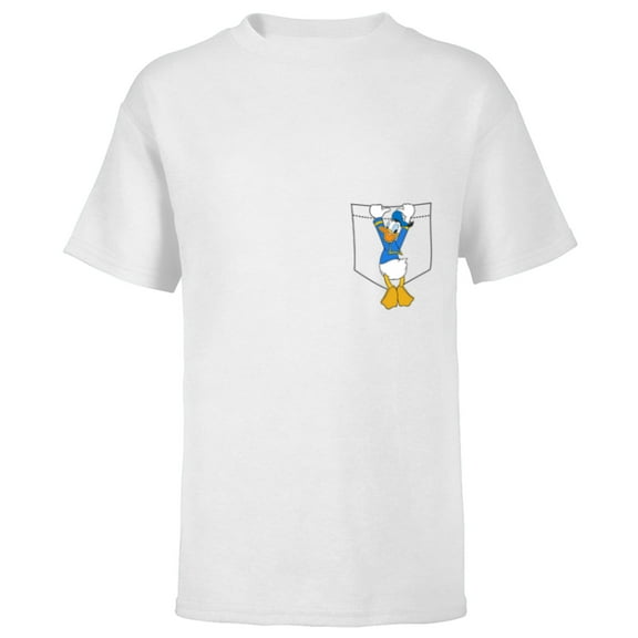 Disney Mickey & Friends Donald Duck Small Pocket - Short Sleeve T-Shirt for Kids - Customized-White
