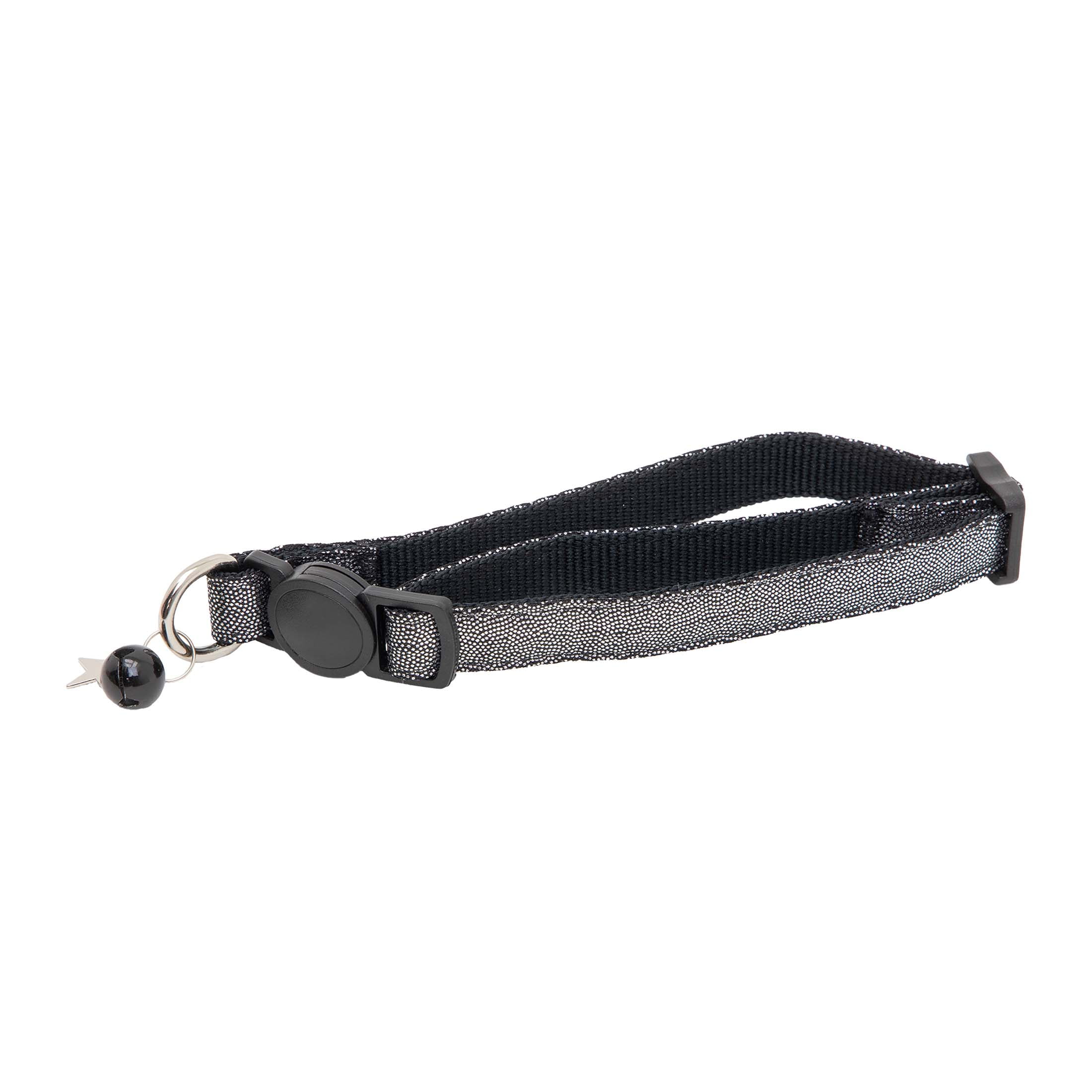 Vibrant Life 2-Pack Wide Cat Collar, Black with Silver Dots, and Mulit Leopard, One Size