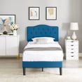 thumbnail image 2 of VECELO Twin Upholstered Platform Bed Frame with Tufted Adjustable Headboard, Mattress Foundation/Wood Slat Support, Easy Assembly, Blue, 2 of 7