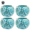 thumbnail image 2 of Koyal Wholesale Aqua Blue Round Glass Mosaic Votive Candle Holder Set of 4 for Table Centerpiece, Home Décor, 2 of 5