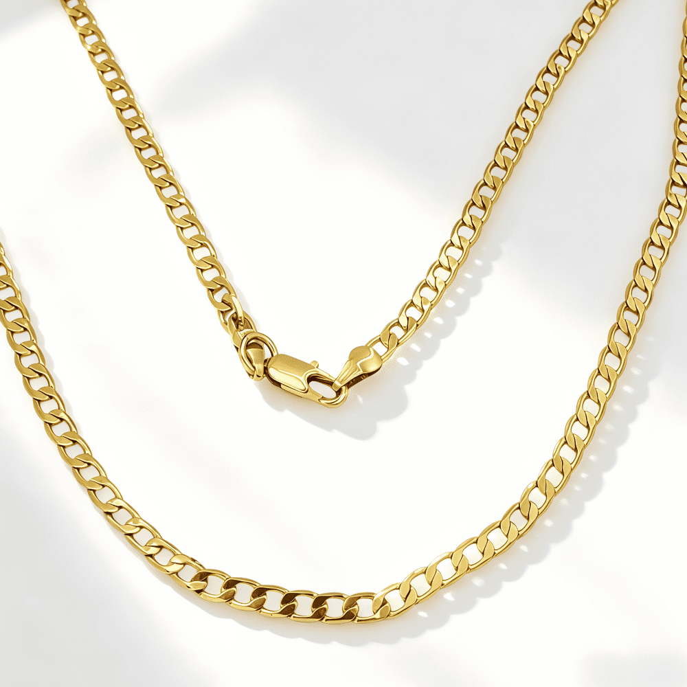 10k Real Gold Solid Necklace for Men, Real Solid  Yellow Gold Chain, 4mm and 22 Inches