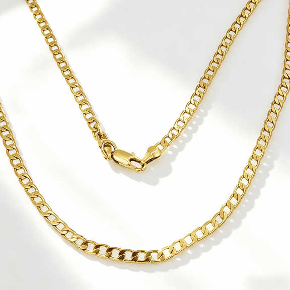 14k Real Solid Yellow Gold Cuban Curb Link 6mm Chain Necklace (22") Italian Jewelry for Men & Women
