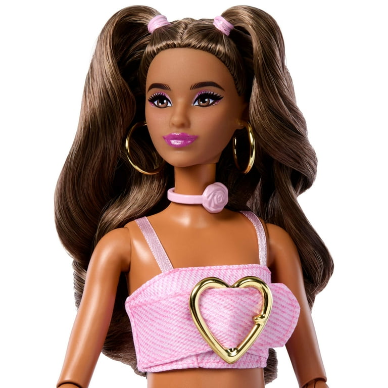 Barbie, Fashion Doll, #12 Pink Denim Crop Top Flare Jeans