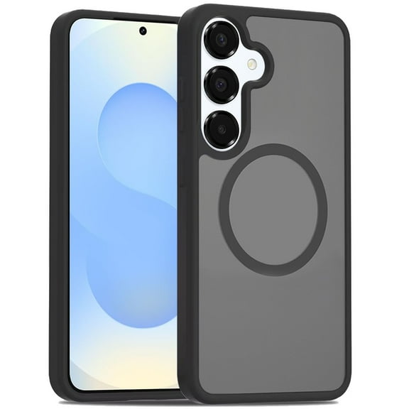For Samsung Galaxy S25 /S24 Case, MagSafe Compatible Case Hybrid Soft TPU Bumper Hard Translucent Matte Back Slim Shockproof Phone Cover (Black)