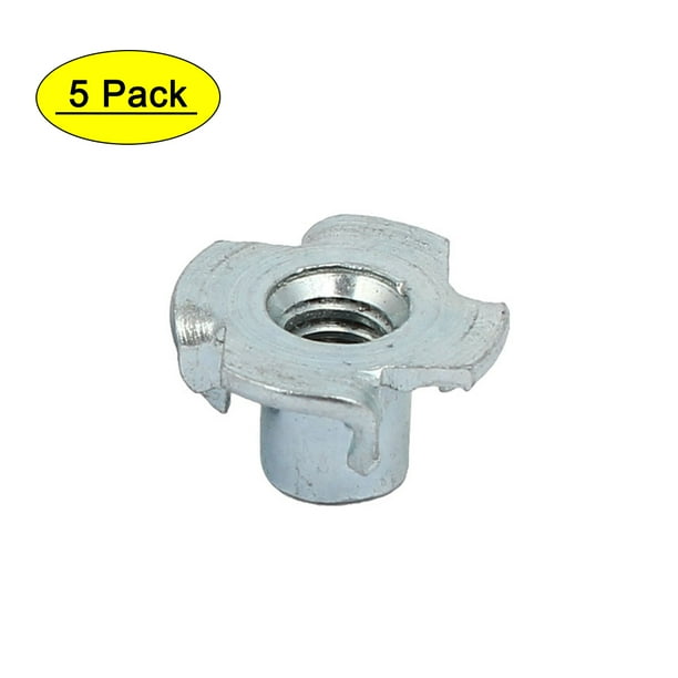 1/4" Thread Dia. 10mm Height 4 Prongs Full Threaded TNut Tee Nuts (5