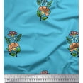 thumbnail image 1 of Soimoi Polyester Crepe Fabric Leaves & Floral Block Printed Fabric 1 Yard 42 Inch Wide, 1 of 3