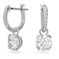 thumbnail image 1 of Pendientes Swarovski Constella con forma de aro perforados en forma de gota, acabado en rodio, 1 of 5
