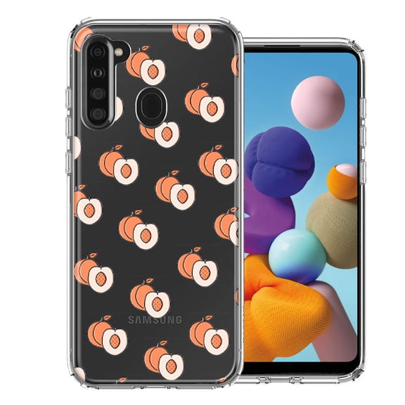 MUNDAZE For Samsung Galaxy A21 Polka Dot Peaches Design Double Layer Phone Case Cover