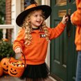 thumbnail image 6 of TOWED22 Toddler Boys Halloween Sweatshirts Kids Cotton Long Sleeve Crewneck Pullover Pumpkin Embroidered Checkered Shirts(Orange,18-24 M ), 6 of 9