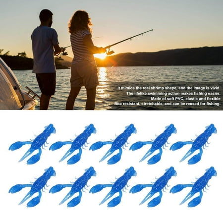 Ftwujt Fishing Lures Trout Lures Bass Lures Fishing Bait Crappie Lures Soft Fishing Crawfish Shrimp Lobster Artificial 10pcs Soft Blue