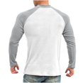 thumbnail image 4 of Dagegui Men's Crew Neck Baseball Shirts Patchwork Raglan Long Sleeve Tops Cotton Pullover Slim Fit Running Athletic Tee Gray XXXL, 4 of 5