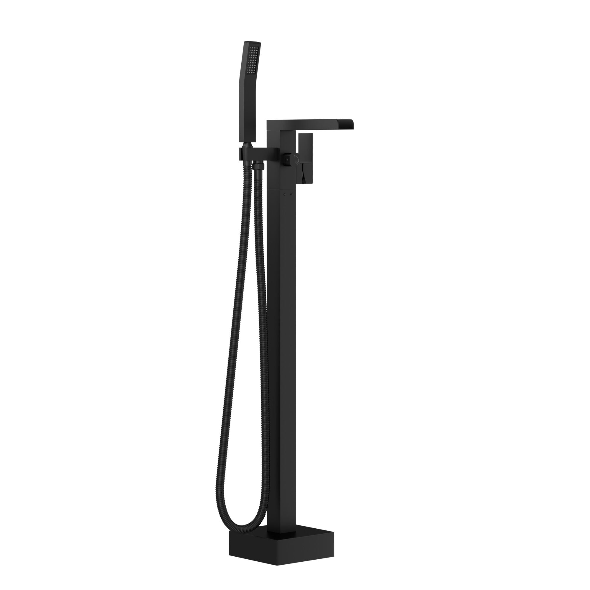Freestanding Tub Faucet Replacement Freestanding Bathtub Faucet Waterfall Tub Filler Matte Black Floor Mount Brass Bathroom Faucets with Hand Shower,Freestanding Tub Faucet Installation