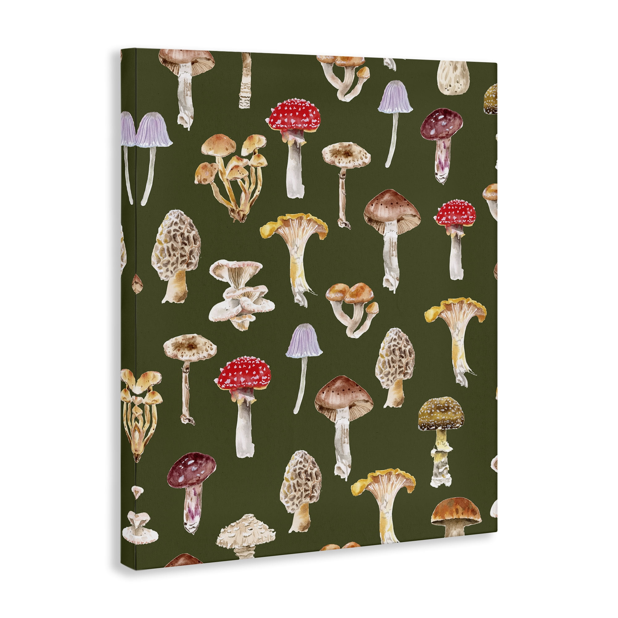 Stupell Industries Mushrooms Repeating Pattern Botanical & Floral Painting Gallery Wrapped Canvas Art Print Wall Art, 16 x 20