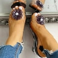 thumbnail image 5 of IUJSOY Womens Sandals Clear Wedges Heels Peep Toe Flower Rhinestone Slingback Sandals Pumps, 5 of 6
