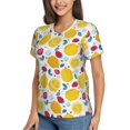 thumbnail image 2 of Vsdgher Strawberry Lemon Women Shirts V Neck Short Sleeve Tops T-Shirt Basic Tees, S to 3XLSmall, 2 of 5