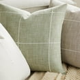 thumbnail image 5 of COOKCOK 2 Packs Grid Embroidery Throw Pillow Covers, 18x18 Inch Taupe, Farmhouse Cotton Linen Decorative Green Cushion Covers for Sofa Bed Living Room Home Decor, 5 of 7