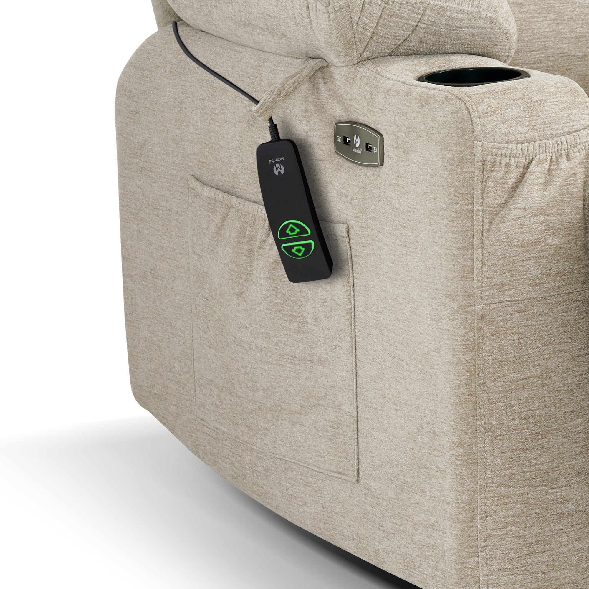 MCombo Oversized Power Lift Recliner Chair, 27.2'' Extra-Wide Seat, Fabric(Medium-Wide, Beige)