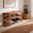 thumbnail image 2 of Ktaxon 36" Solid Wood Shoe Bench 3-Tier Shoe Storage Rack Organizer for Entryway Hallway Closet Living Room Bathroom, Walnut, 2 of 18