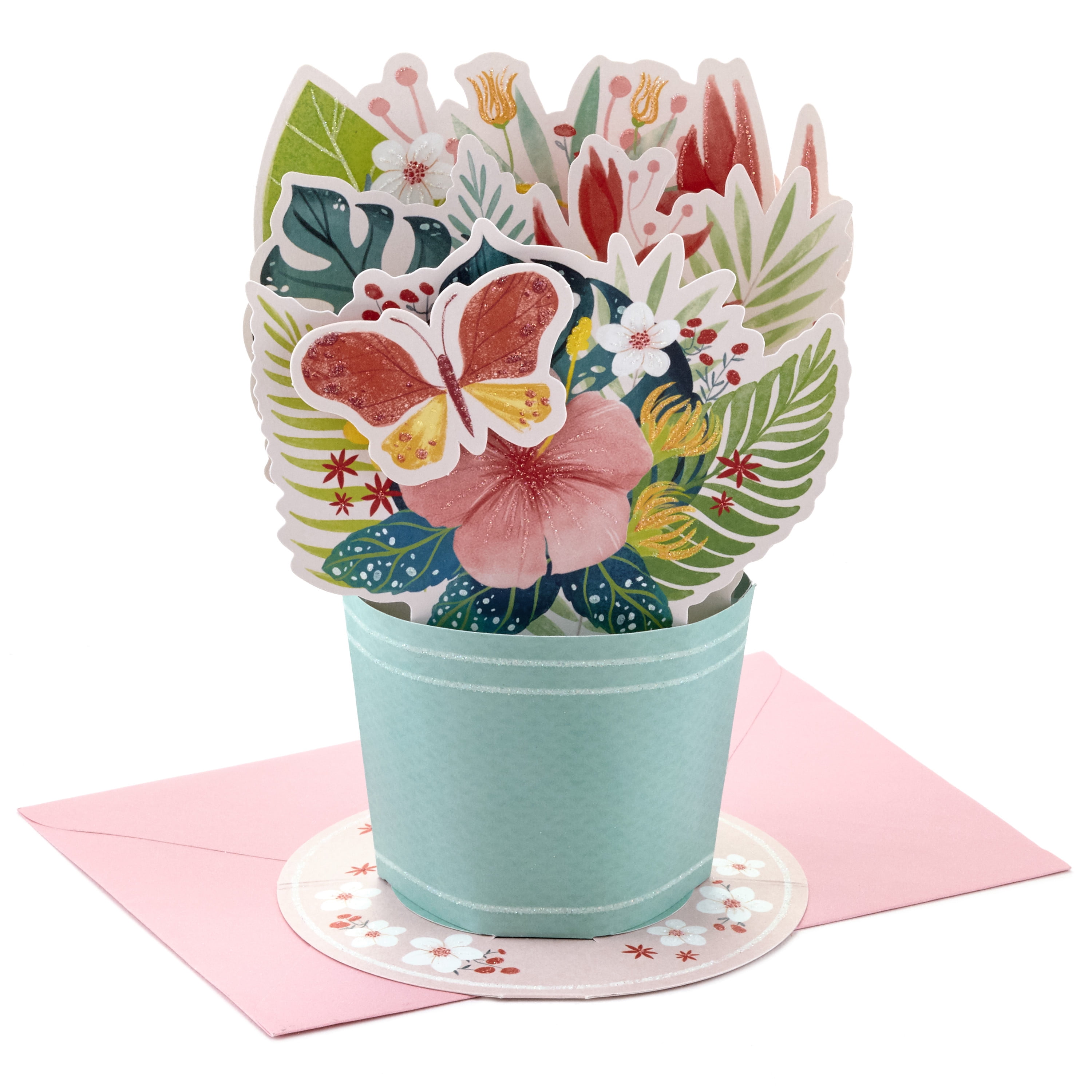 3-D Flower Pop Up Cards Green Blue Bday Pink 4" Wide Set of 90 Easter