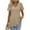 Khaki, variant on Womens Tops Solid Color Royal Lock Hollow Out Short Sleeve Round Neck Casual Shirt Blouses