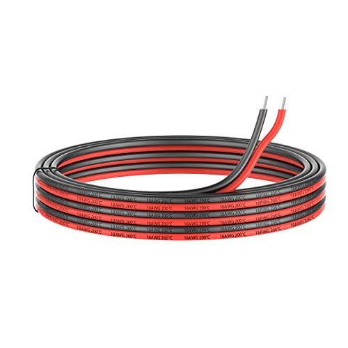 28 Gauge Flexible Silicone Wire 100ft:Red and Black 200 deg C 600V Stranded Wire 