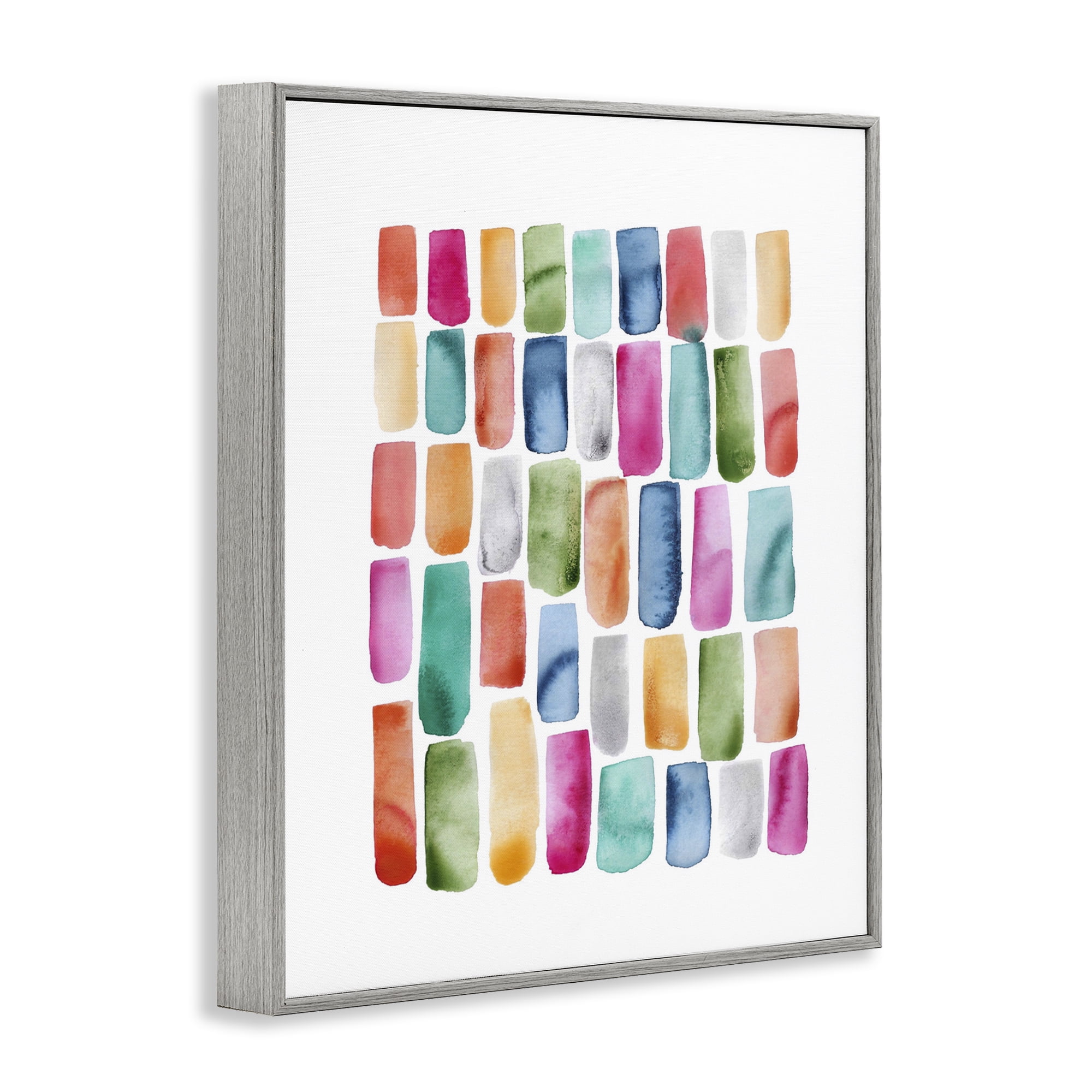 Stupell Industries Bright Abstract Brushstrokes Abstract Painting Gray Framed Art Print Wall Art, 24 x 30