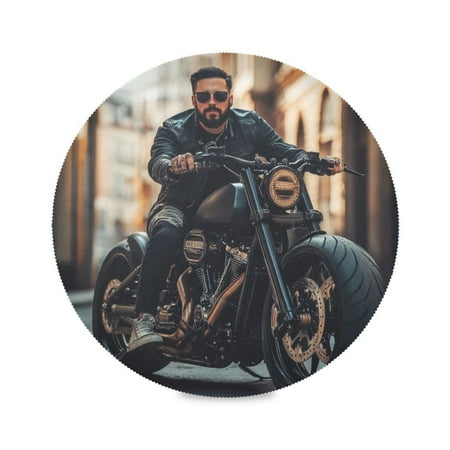 

Round Plate Mat 15.4x15.4 Inchesx1 Placemat Table Mat Kitchen Mat Coffee Mat Fabric Thick Strong Wear-Resistant Heat Resistance Leather Motorcycle