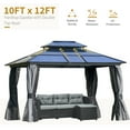 thumbnail image 4 of Outsunny Pavillon à Toit Rigide 10 Pieds x 12 Pieds avec Auvent, Double Toit en Polycarbonate, Cadre en Aluminium, Pavillon Permanent pour l'Extérieur avec Moustiquaire et Rideaux pour Jardin, Cour Arrière, 4 of 9
