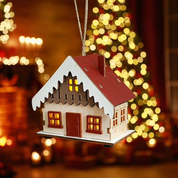 Adornos de Cabaña Navideña Xihbxyly Decoraciones Navideñas Luminosa con Led