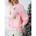 thumbnail image 6 of Argulvti Womens Crewneck Sweatshirt Loose Santa Claus Sequins Print Long Lantern Sleeve Tops for Christmas, 6 of 7
