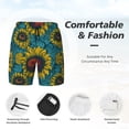 thumbnail image 4 of Kdxio Sunflowers Print Men's Swim Trunks with Compression Liner 7 Inch Inseam Quick Dry Swim Shorts, 4 of 7