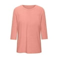 thumbnail image 3 of MIXUE Womens Summer Tops Solid Color Round Neck Long Sleeve Fashion Casual Tshirts Streetwear,Pink,XL, 3 of 3