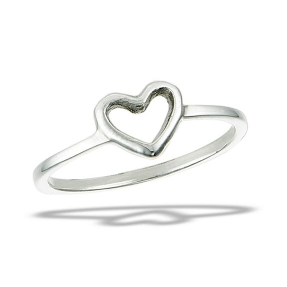 Simple Heart Love Promise Ring .925 Sterling Silver Band Jewelry Female Male Unisex Size 7